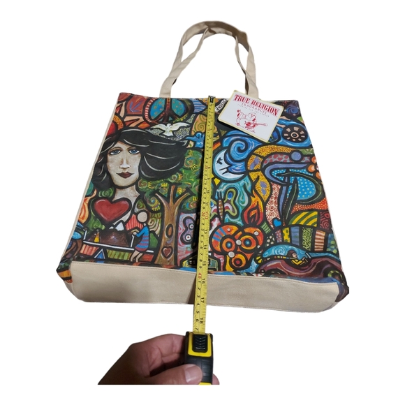 True Religion Gift Bag New Wave Colorful Canvas Shopper Tote Shoulder Bag - Picture 3 of 4